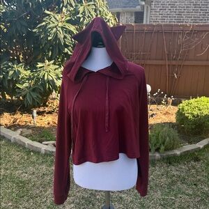 Cats Ear Burgundy Hoodie Top